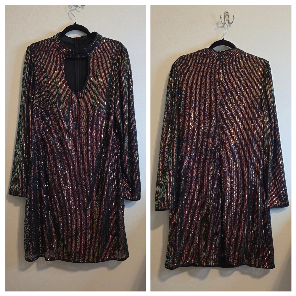 Sequin Long Sleeve Dress